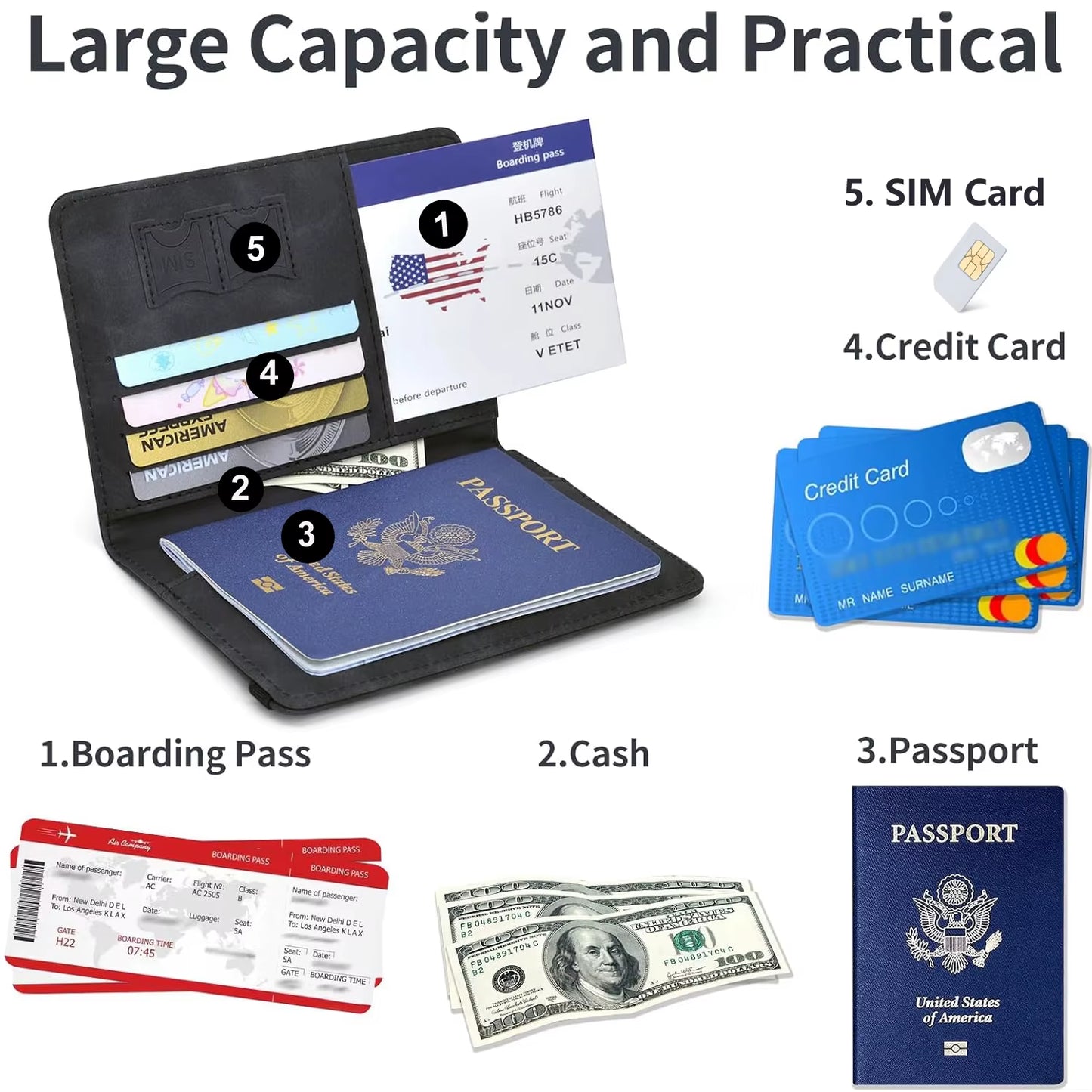 Passport Holder Wallet Cover Travel Essentials RFID Blocking Leather Card Case International Travel Accessories for Women/Men