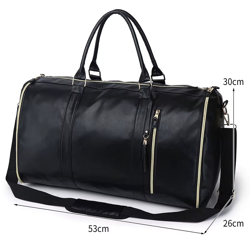New Women'S Large PU Folding Suit Storage Bag Large Capacity Hand Luggage Bag Travel Bag Multi Function