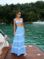 3 Pcs Bikini Set Swimwear Women Swimsuit a Line Patchwork Skirt Beach Skirt Swimwear Summer Beach Holiday Bathing Suit
