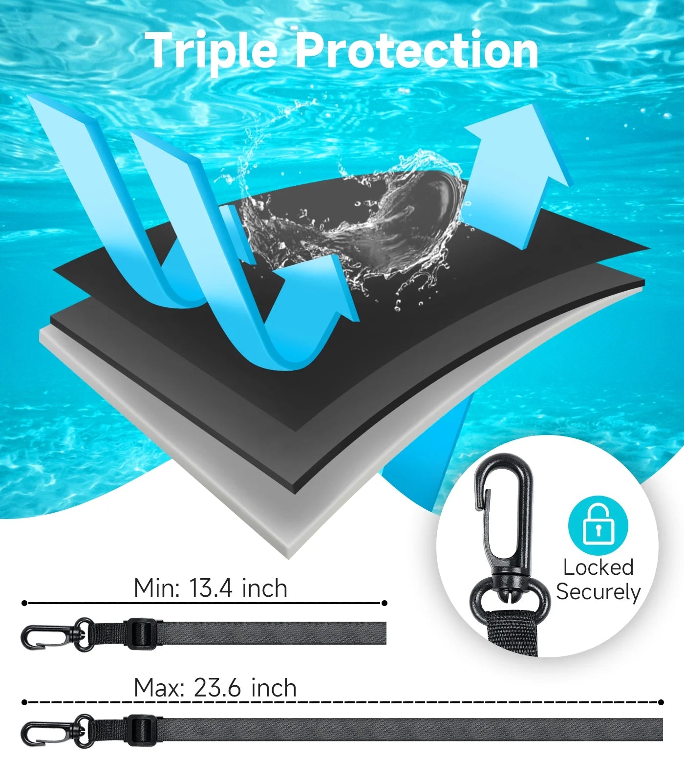 Ultimate Waterproof Phone Pouch 2 Pack - IPX8 Dry Bag for Beach Adventures (Black/Teal)